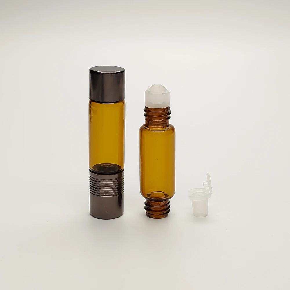 Hot Sale Tube type Borosilicate White Two Thread Perfume Essential Oil Sample Double ended Glass Bottle With Roller and Sprayer