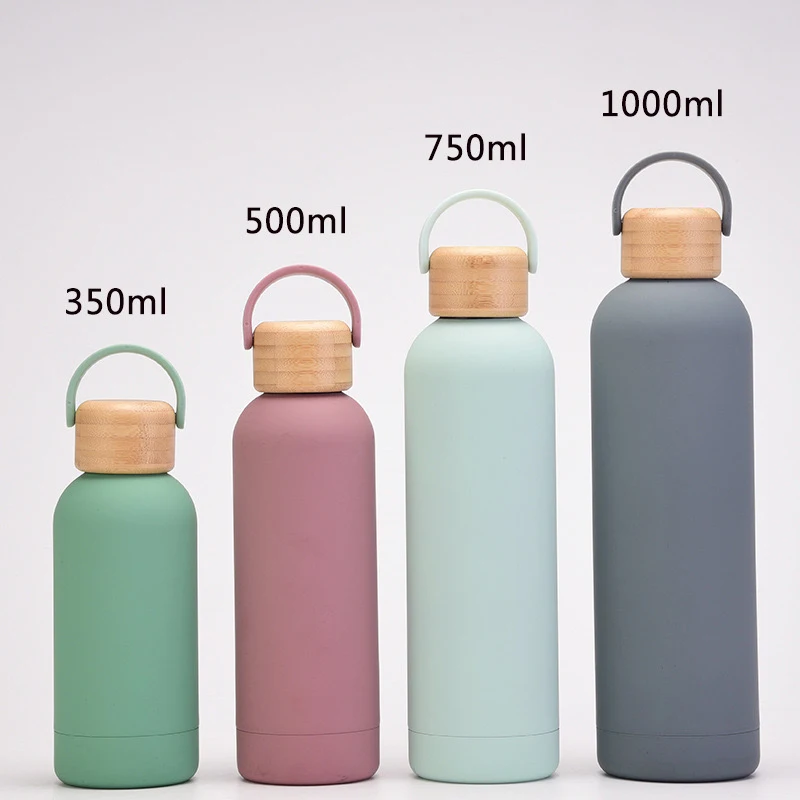 Smooth Matte Colored Stainless Steel Several lids Sports Thermal Drink Bottle Custom LOGO Stock Vacuum Flasks Thermoses