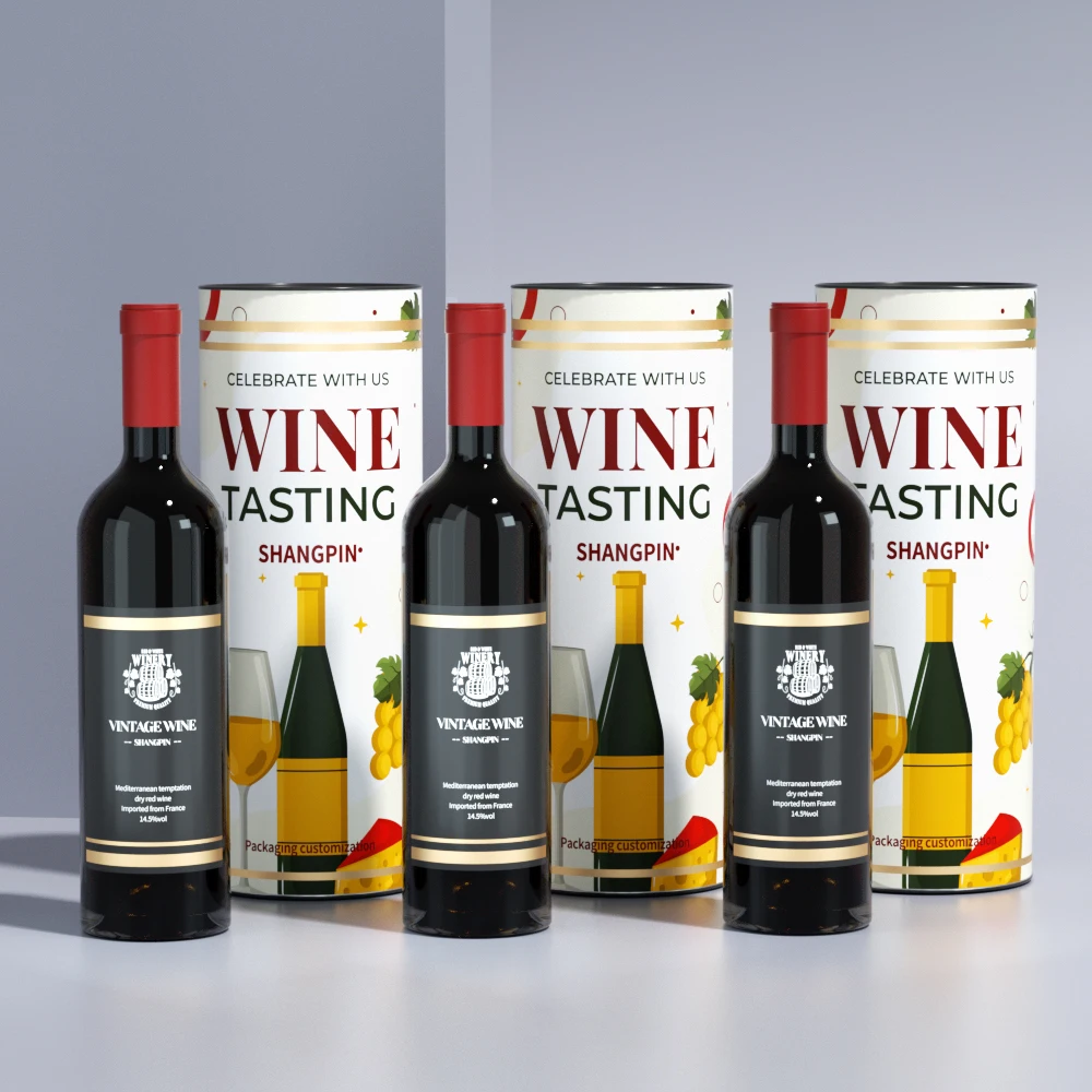 High Quality Metal Lid Wine Paper Tube Waterproof Long Length Red Wine Whisky Champagne Bottle Packaging Tube