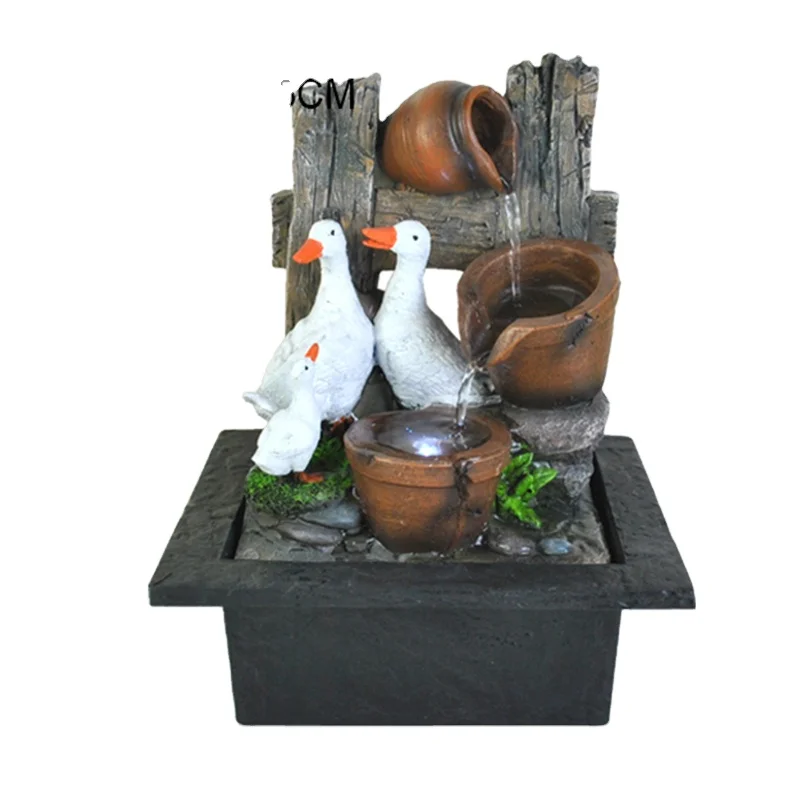 
2021 Round Shape Top Quality Handmade Polyresin Water Fountain with Light New Customized Stone Water Fountain 