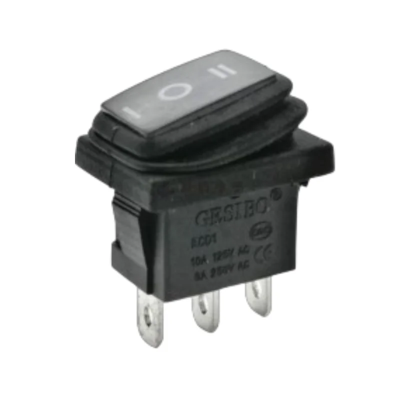 Black  On Off  Waterproof Rocker Switch 3 pins