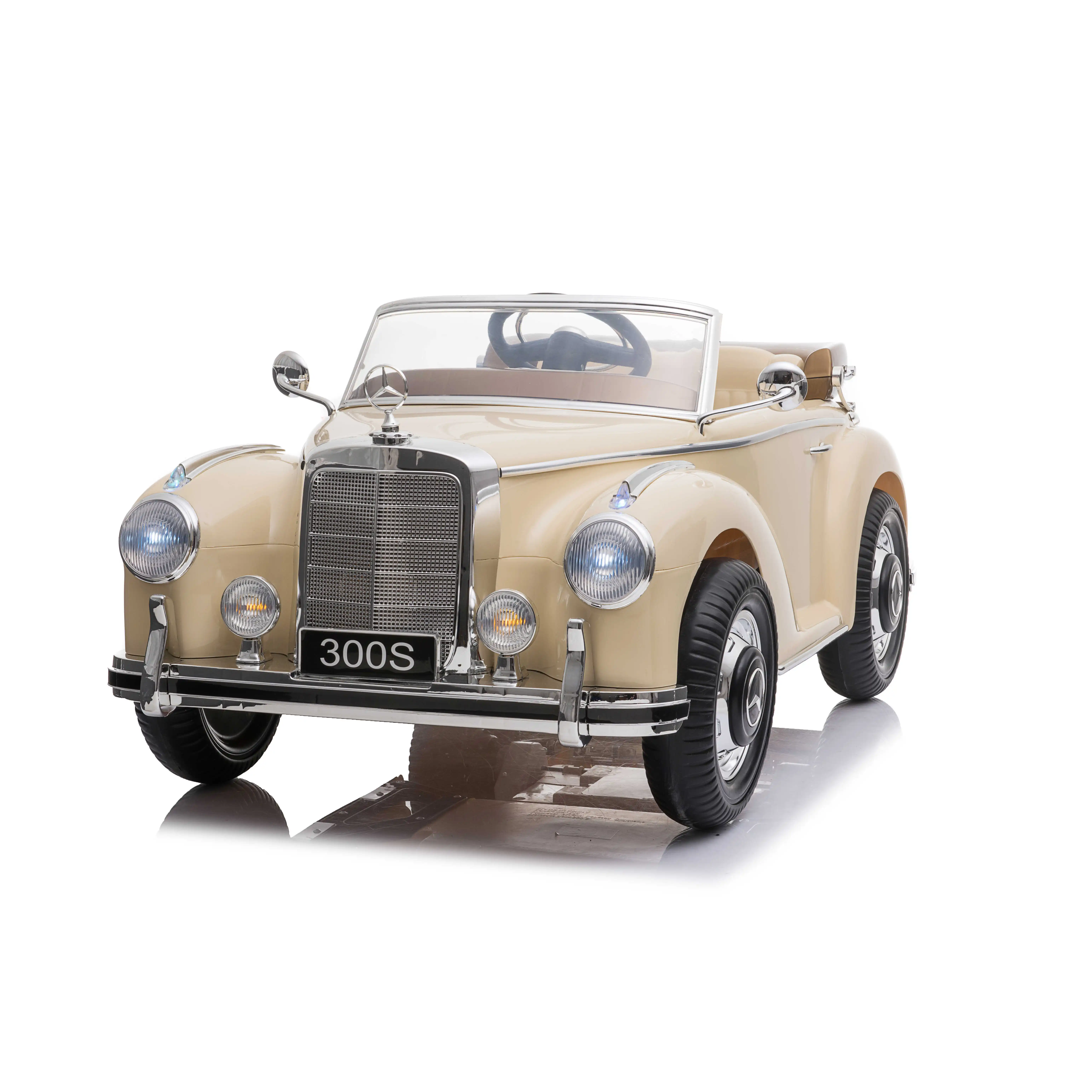 Licensed Mercedes-Benz 300S Electric Classic Car For Kids EVA Wheels With Suspension Battery Car Beige Pink Black 12V Kids Car
