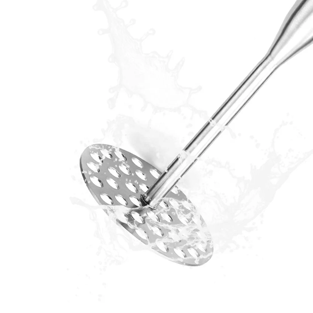New Stainless Steel Kitchen Tool Smooth Potato Crusher and Fruit Chopper Premium Metal Masher