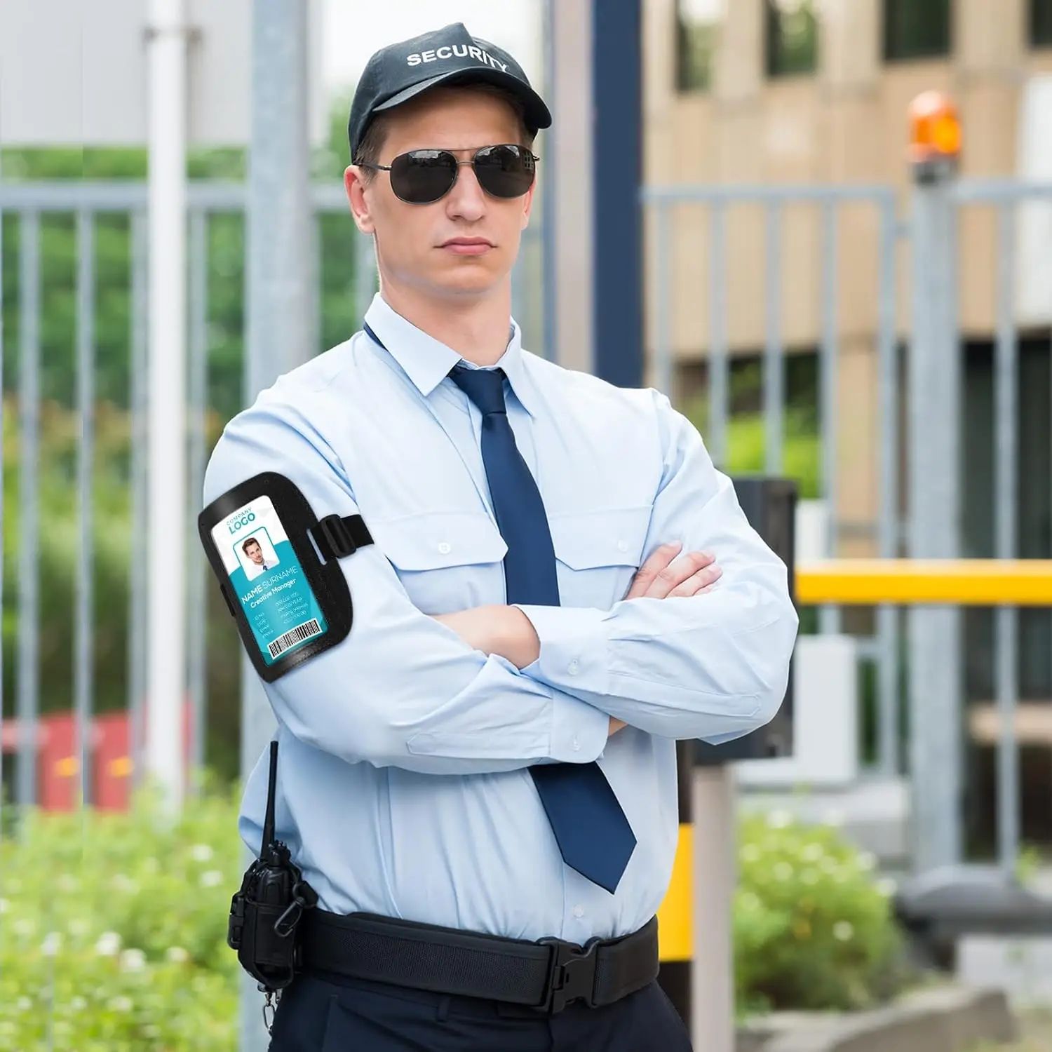 PU Leather Arm ID Badge Holder Adjustable Armband Badge Holder Waterproof Ski Pass Holder with Black Elastic