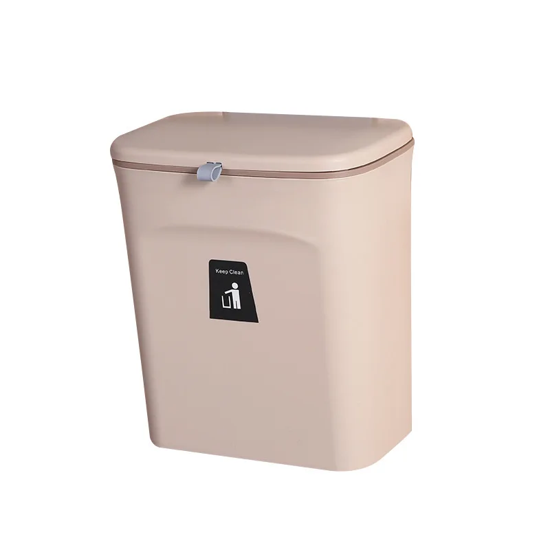 
7l / 9l Kitchen Garbage Can Plastic Trash Bin Cabinet Door Hanging Wall Mounted Trash Bin Garbage With Lid 