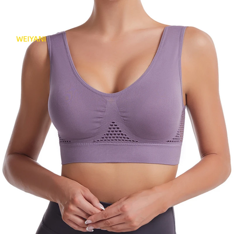 Factory Custom Women Plus Size S-6XL Seamless Wireless Comfort Sleep Hollow Out Bralette Yoga Fitness Bra with Removable Pads