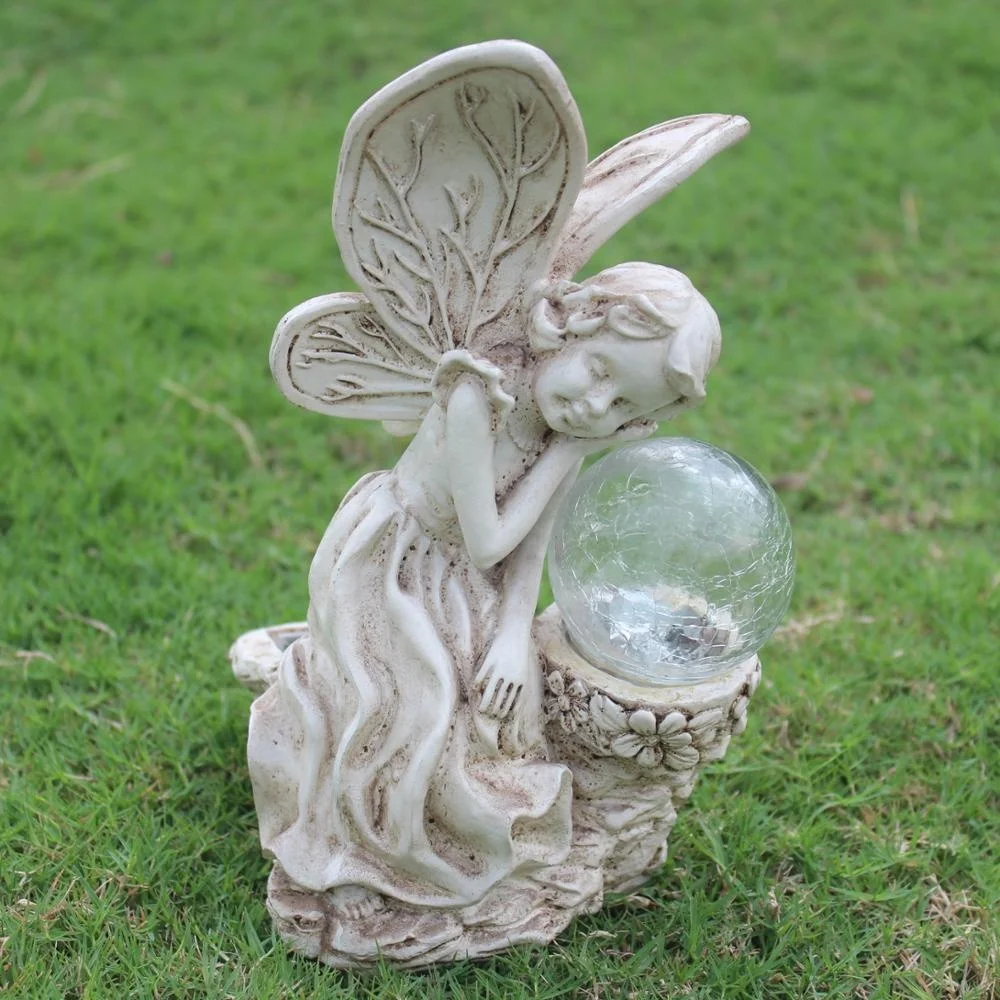 solar indoor house statue resin angel led decorative resin night light solar lawn led solar garden light outdoor waterproof