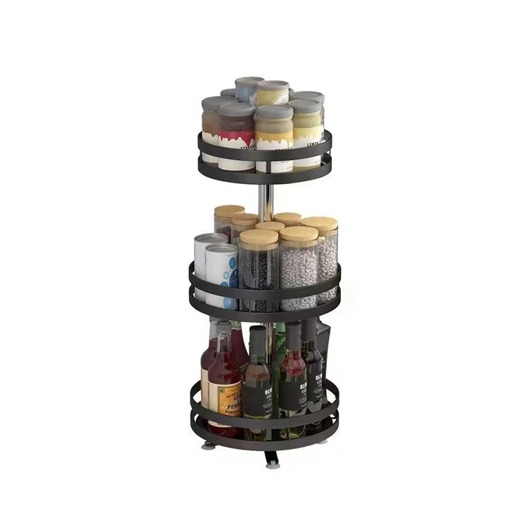 2nd floor kitchen seasoning storage rack with rotating counter top for household storage