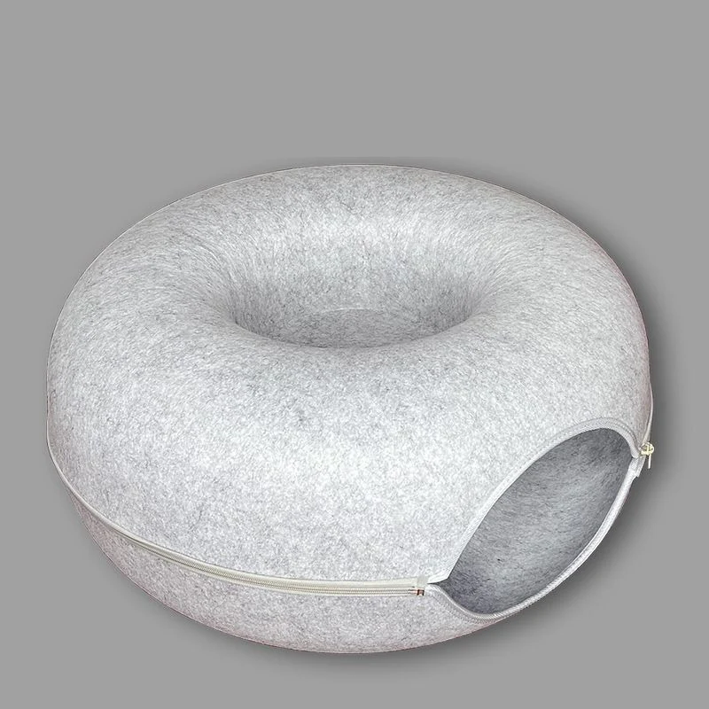 Cat Hole Tunnel Nest Bed Detachable Felt material washable Funny Cat Donut Tube Toy  Double-layer composite structure cat bed