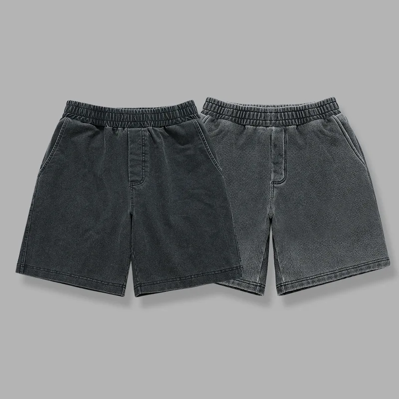 Custom Heavyweight Sweat Shorts Raw Edge French Terry Fleece Heavy Cotton Casual Gym Mens Run Fitness Vintage Acid Wash Shorts