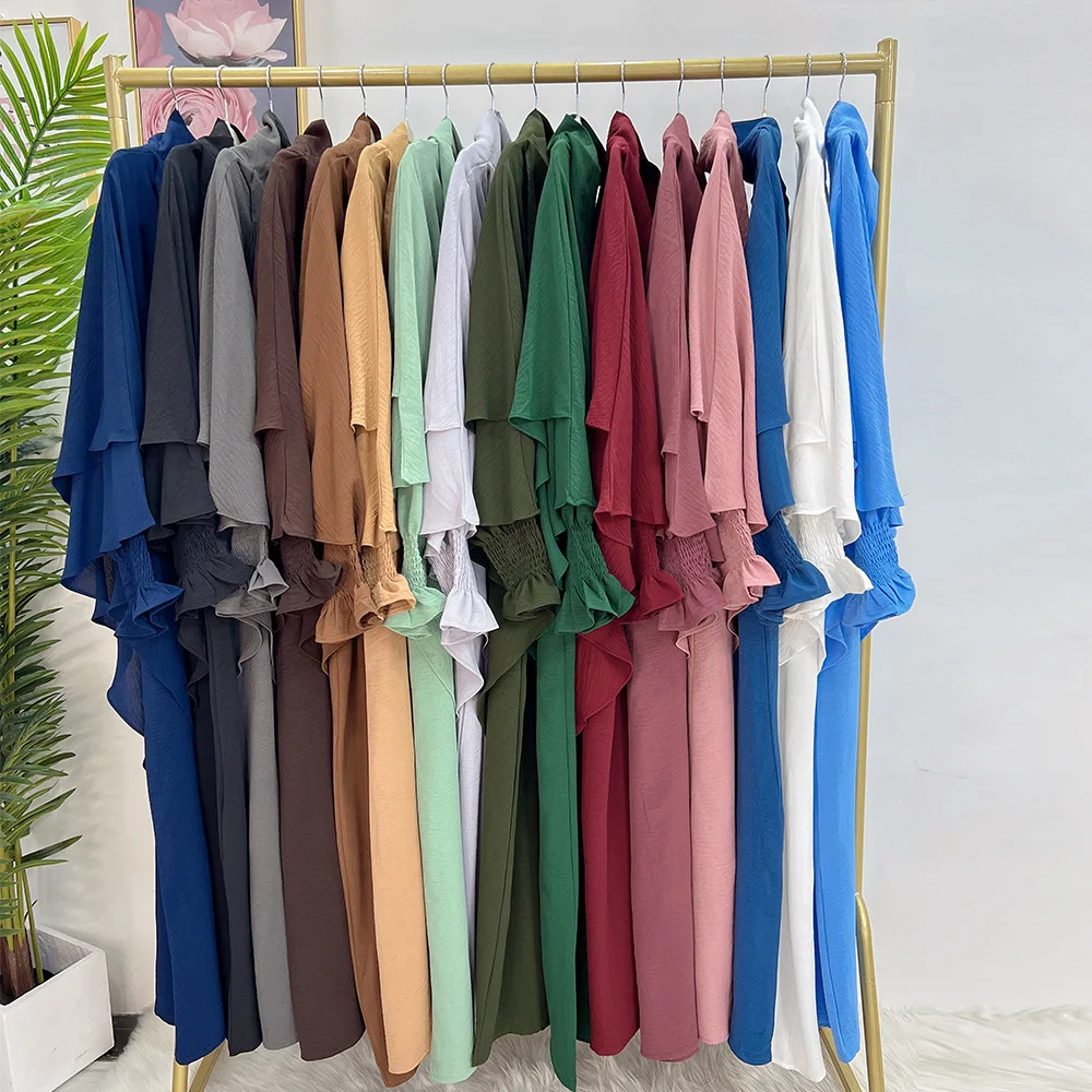 Abaya Dubai Turkey Muslim Hijab Dress Elegant African Dresses for Women Long Sleeve Kaftan Chiffon Maxi Dress Islam Clothing