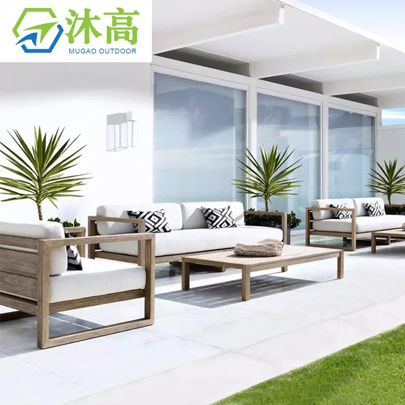 Outdoor Furniture Sofa Teak Wood Sofa Set For Hotel Wooden High End Modern Lounge