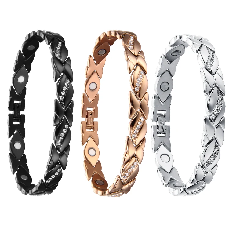 wholesale Modern Design Accessories Femme Health Crystal Bracelet Stainless Steel Jewelry  Gold and Silver  Luxury Bracelet