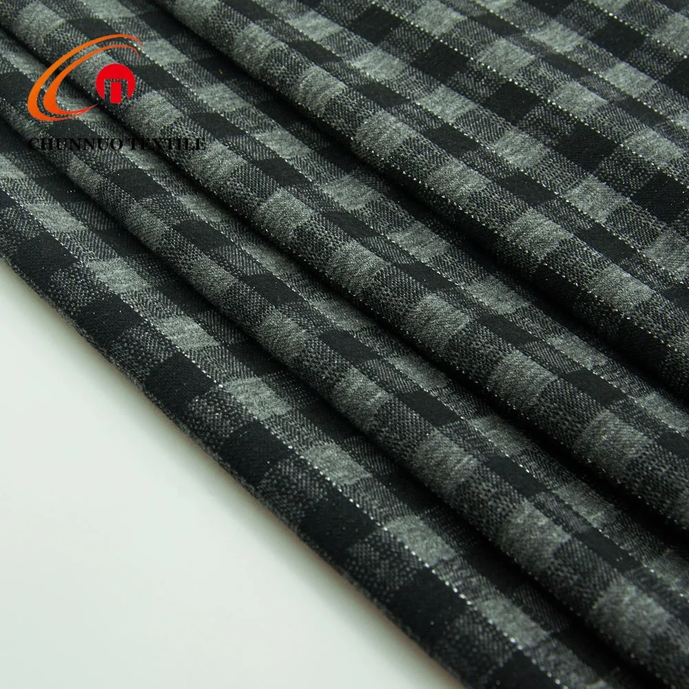 Fashion Textile  Polyester Lycra sliver line yarn dyed Jacquard  jersey knitted fabric for suit