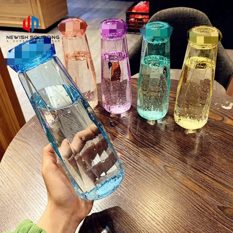 400 ml Seal Dazzle Color Crystal Diamond Creative Water Glass Bottle Cup Gift Custom Pyrex Glass Argyle Hand Cup