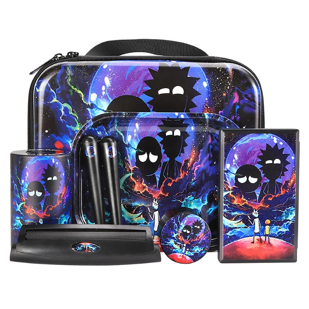 Portable Smoke Kit Rolling Cigarette Set With Metal Tray Smoking Box Accessories Sets