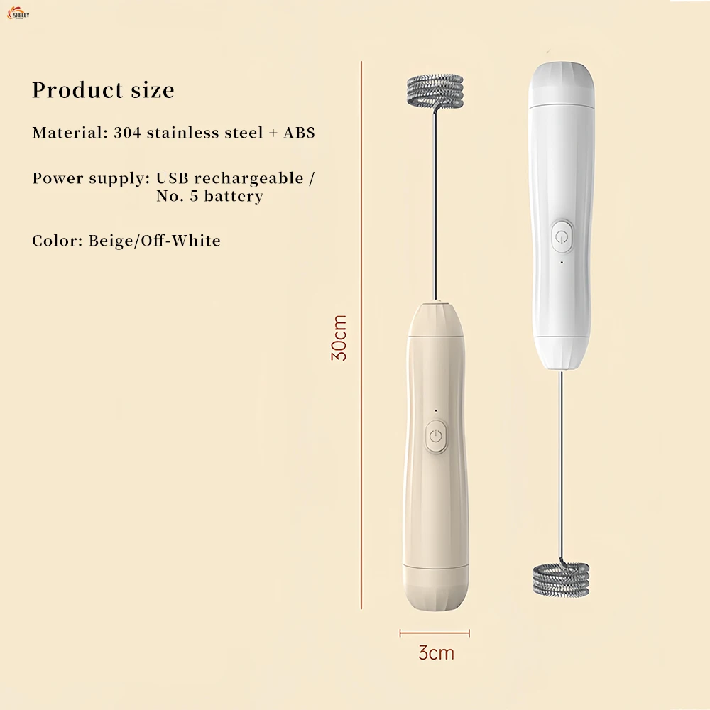 XL Rechargeable Handheld Electric Milk Frother Stainless Steel Egg Whisk Coffee Foam Mixer Blender for Lattes and Cappuccinos