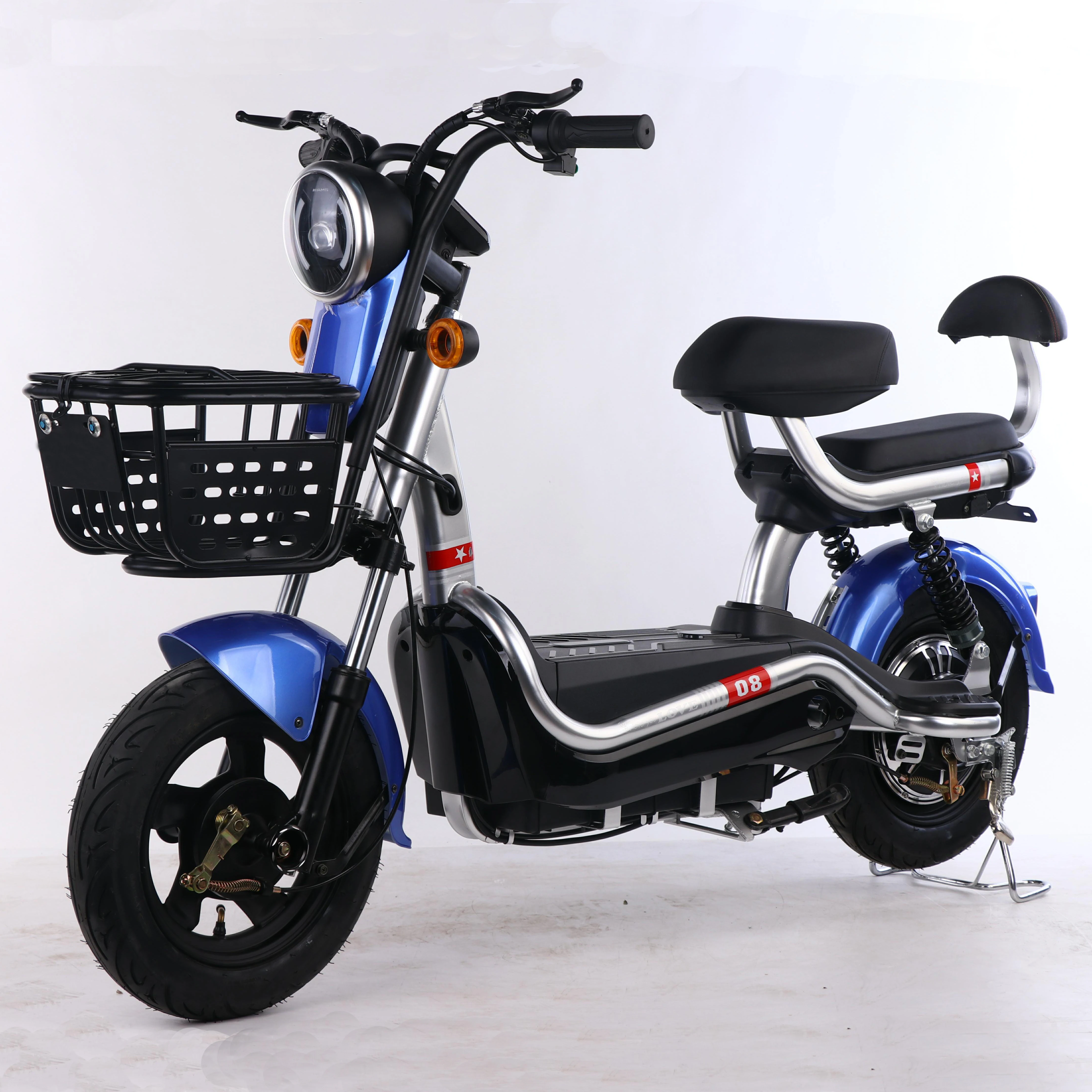 High Quality 48V 12A Hybrid Electric Bike Integrated Battery Rear Hub Motor 2 Seats Fat Tire 2 Seat Electric Motorcycle/E-Bike