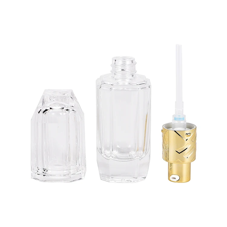 New Design 30g 50g 30ml 50ml 110ml 130ml Luxury Color Skincare Cosmetic Glass Bottle/jar Set With Golden Lotion Pump And Dropper