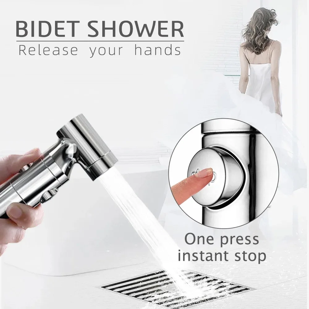 ZHUOAO wc muslim chrome plastic handheld bidet sink hose sprayer shattaf abs with PP Filter bracket for toilet 2023