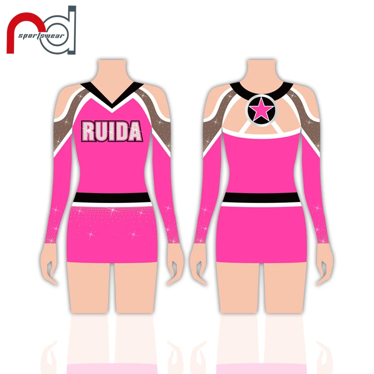 Custom Pretty Girl Cheer Dancing Wear With Skirt And Shorts  Stretchable Competition Cheerleading Uniforms