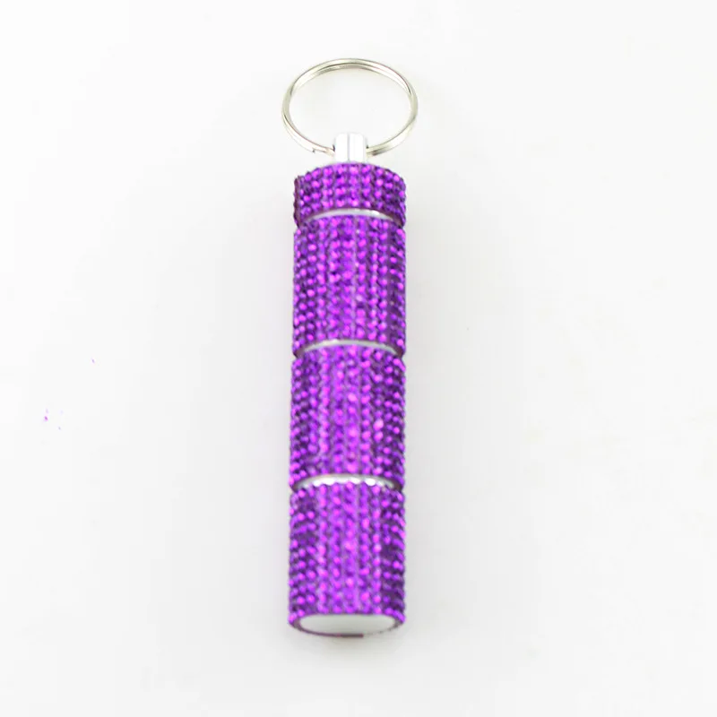 Diamond Travel Pill Organizer  Bling Small Key Chain  Pill Case Portable Medicine Pill Holder Box Keychains For Women