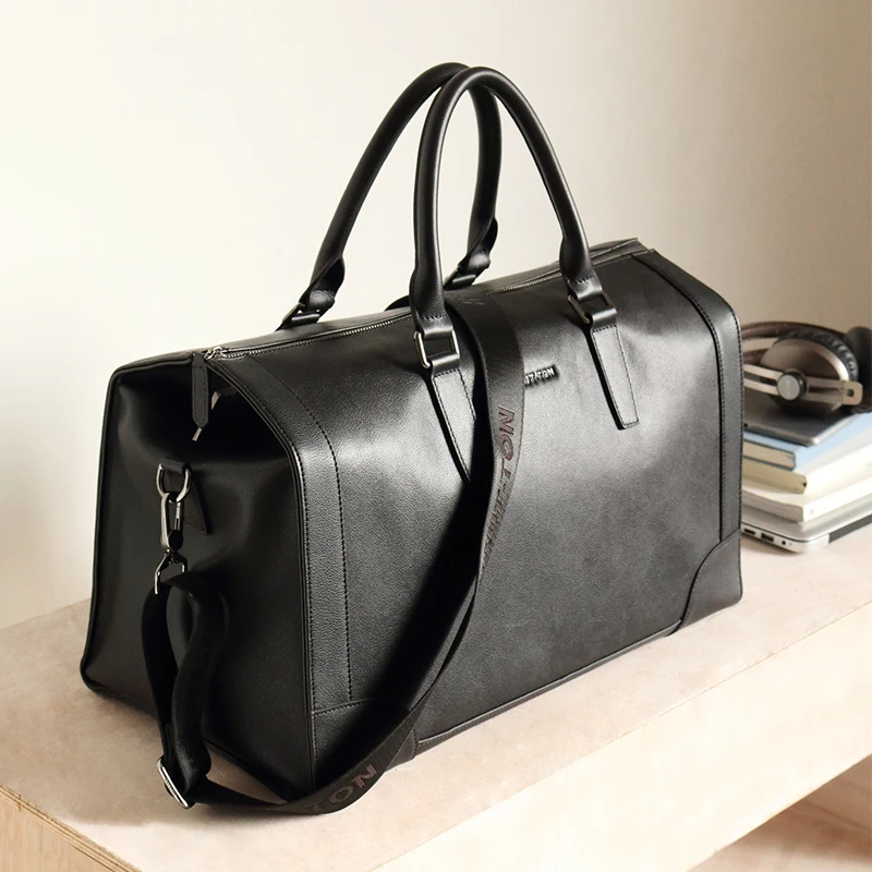 Hot selling storage duffel leather handbags factory custom portable weekend mens business luggage bags for travel