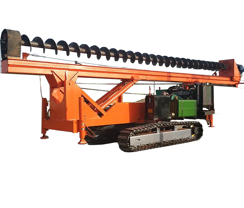 Tracked chassis screw piling hydraulic pile driver with Alloy manganese steel drill bit