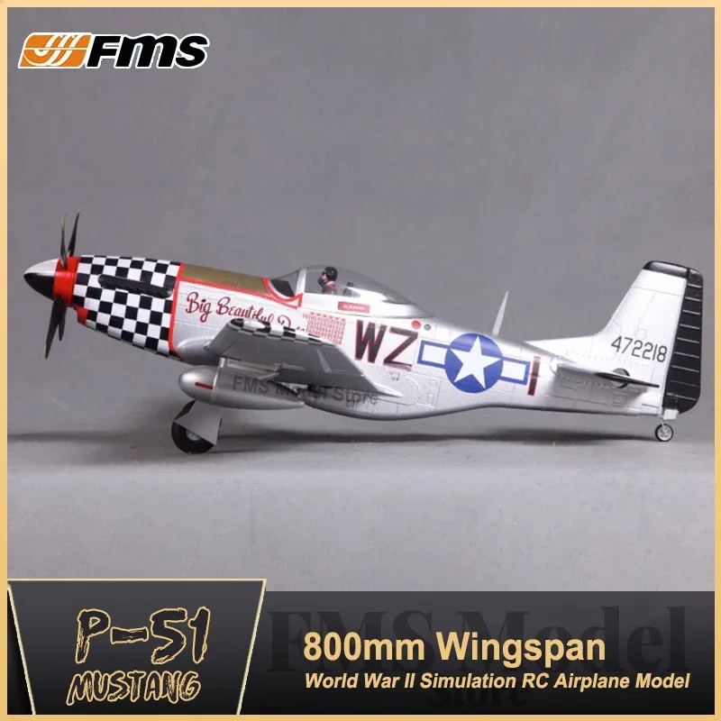FMS RC Airplane 800mm P51 P-15D Mustang V2 PNP Mini BBD 4CH 2S EPO Warbird Hobby Model Plane Aircraft Avion Cheap