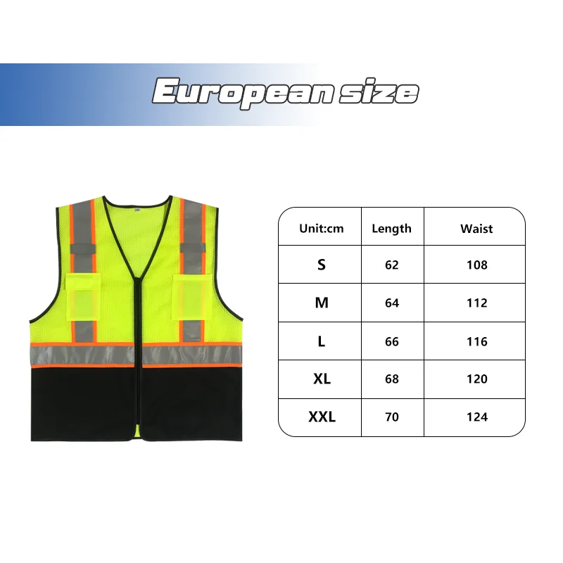 OEM/ODM Class2 ANSI High Visibility 7cm Reflective Tape Safety Vest Breathable Anti-Fouling for Security Workwear
