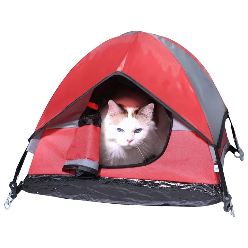 Cat House Portable Indoor Outdoor Red Cat Tent for Cats and Small Dogs with Soft Mat