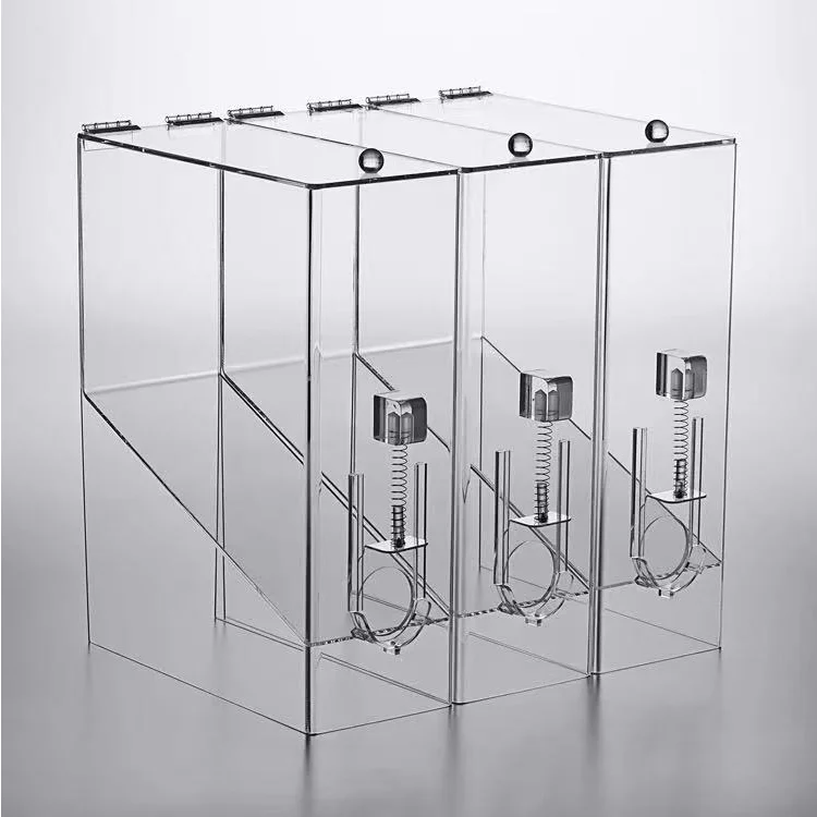 Custom Rectangle Clear Rice Grain Dispenser Storage Box Acrylic Coffee Bean Dispensers