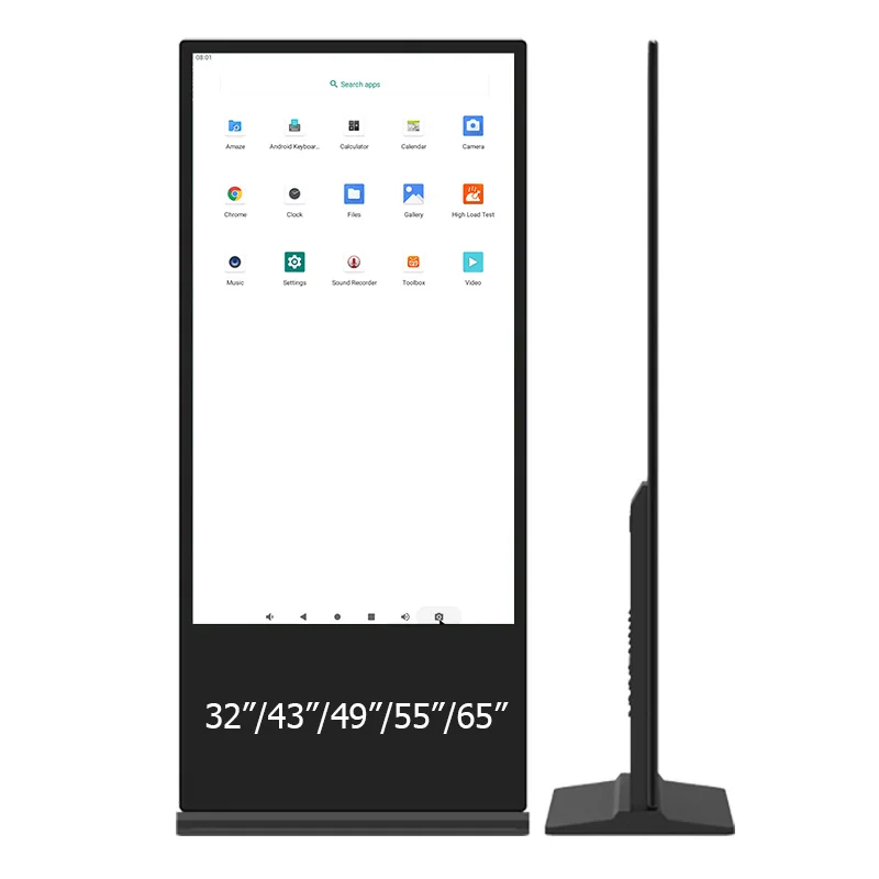 1080p 32/43/49/55/65 Inch Multi Touch Floor Standing Displays Kiosk  Infrared or Capacitive Vertical All-In-One Machine