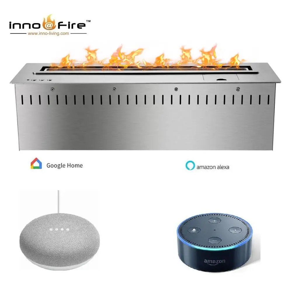 Hot Sale 24 Inch Smart Two Sided Electric Fireplace Knx Sensor Intelligent Bio Ethanol Fire Pit