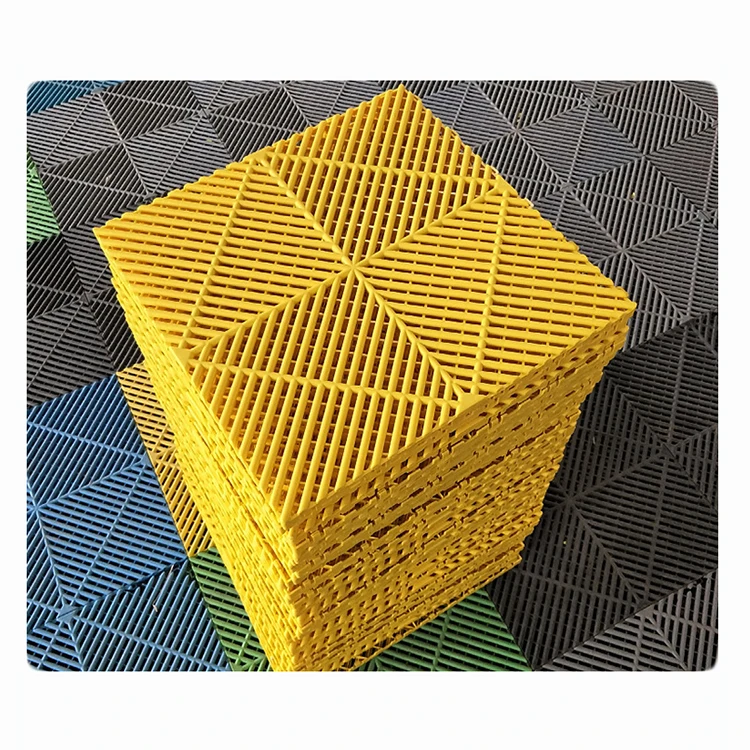 Plastic Vented Modular Interlocking Garage Floor Tiles Pvc Pp Garage Flooring Mat