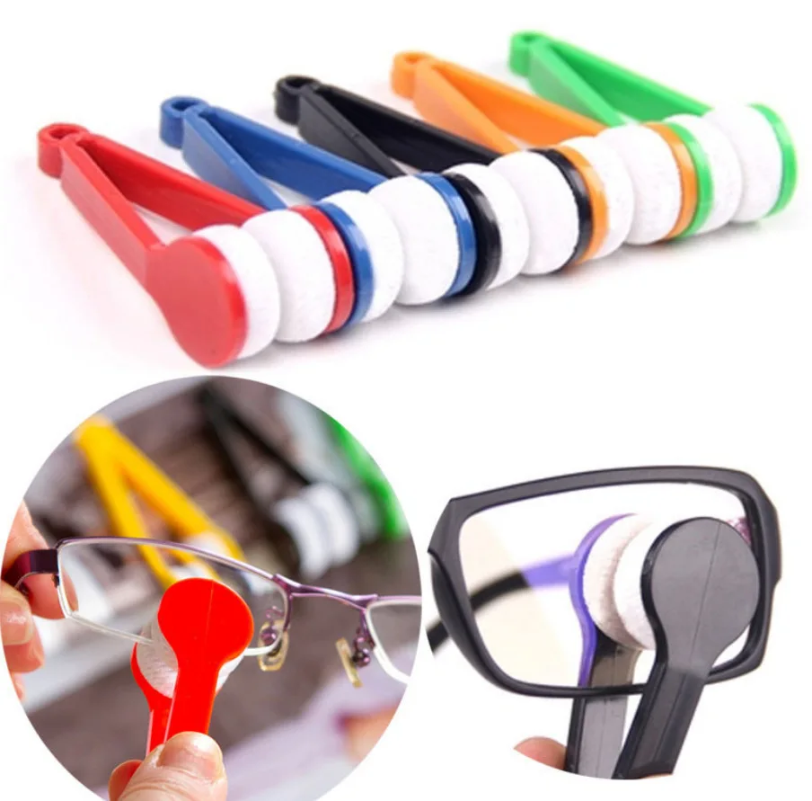 Portable Multifunctional Glasses Cleaning Rub mini microfiber spectacles eye glasses cleaner brush