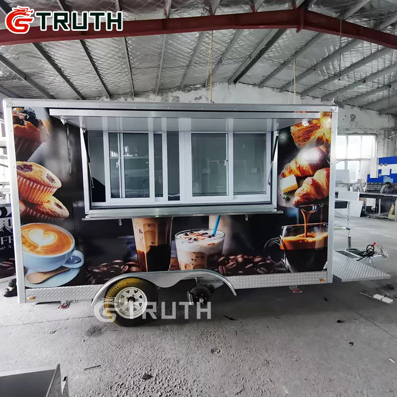 Park Outdoor Fast Food Trailer coffee Fully Equipped Mobile Food Vending Van Cart Fiberglass foodtruck