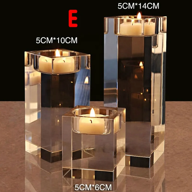 European style Square Crystal Candle Holder Glass Candlestick For Party Home Wedding Decoration