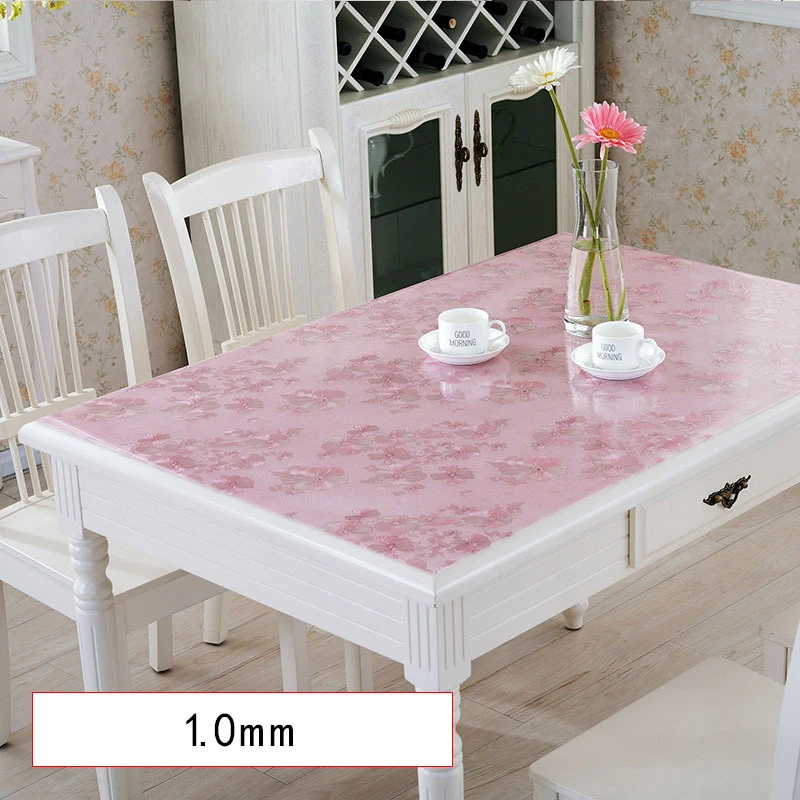 
Thickened colored soft glass plastic PVC table cloth rectangular household disposable oil-proof 