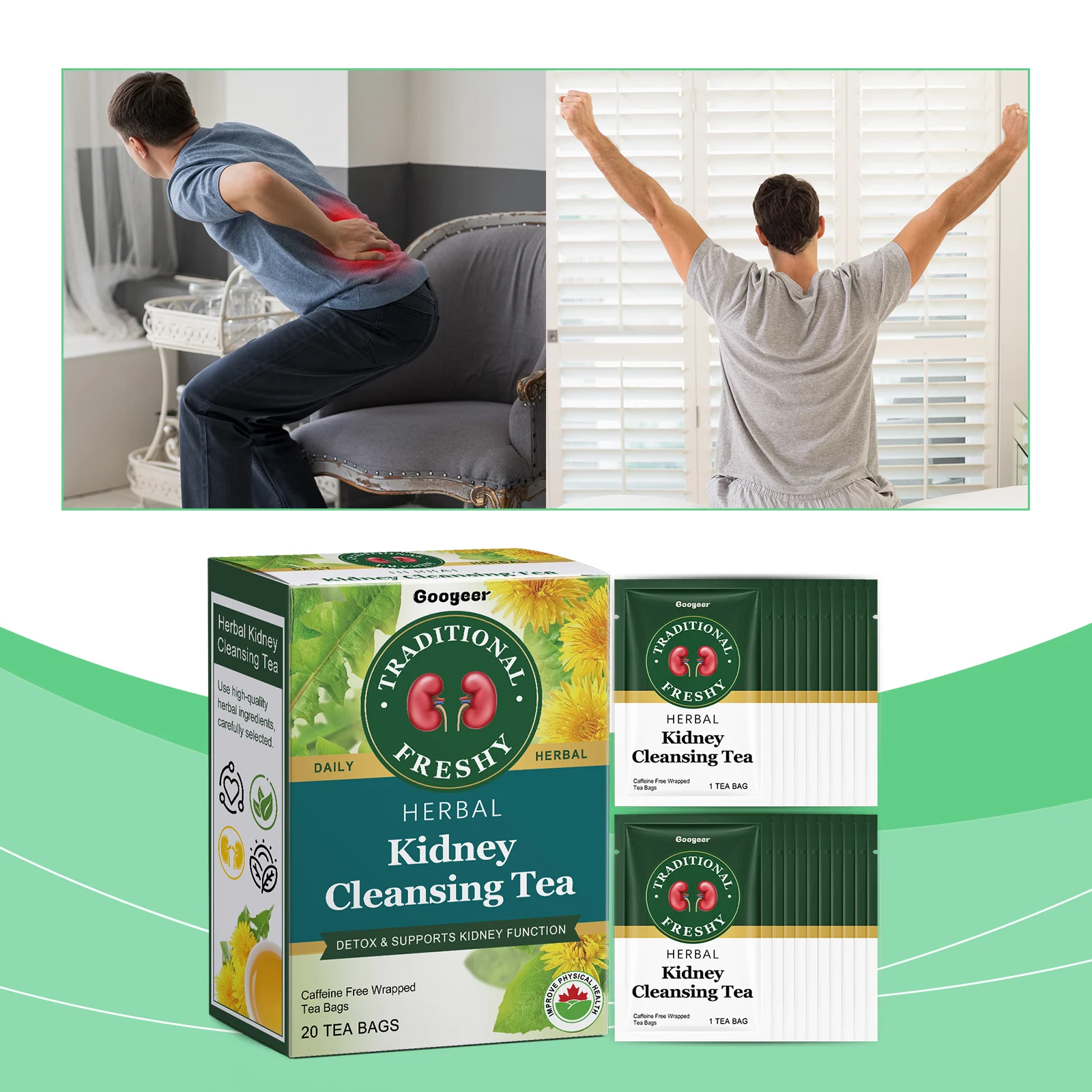 20 Days Kidney Cleansing Tea Kidney Cleaning Detox Tea Bag Natural Organic Ingredients