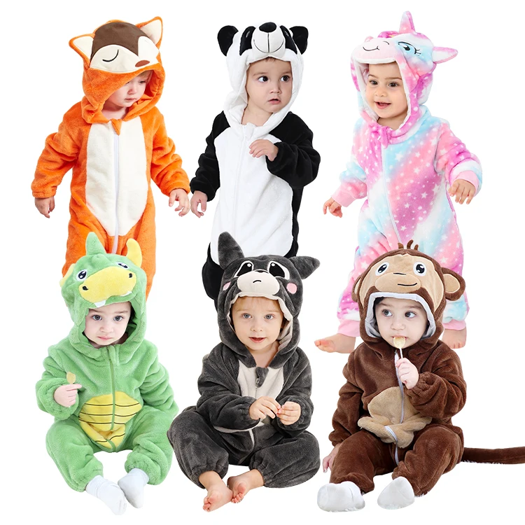 MICHLEY Winter Baby Clothes Girls Flannel Animal Babi Jumpsuit Newborn Boys Clothing Winter Wholesale Baby Rompers