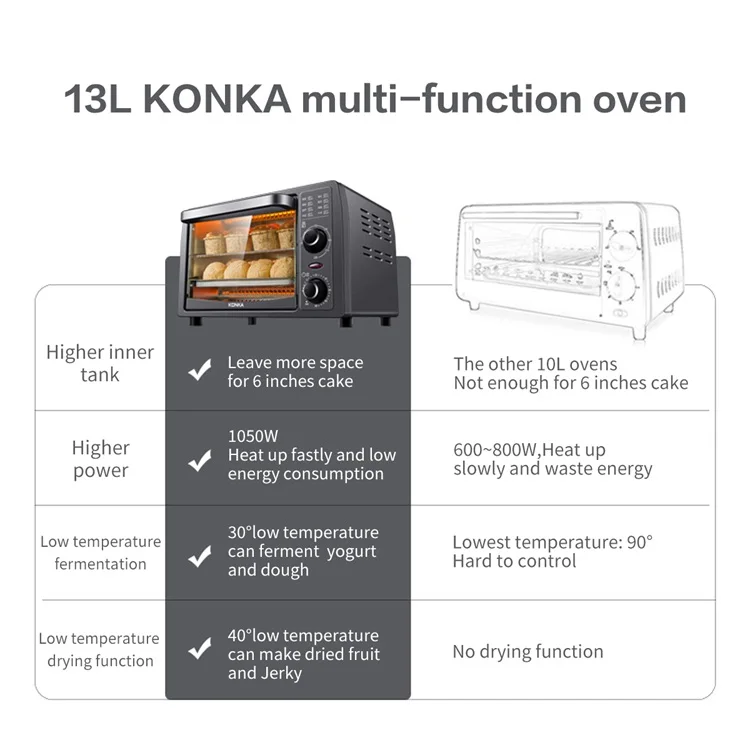 Konka  Household Comercial Baking oven Convection Pizza Stove With Tray Bread Deck Electric Chicken Oven