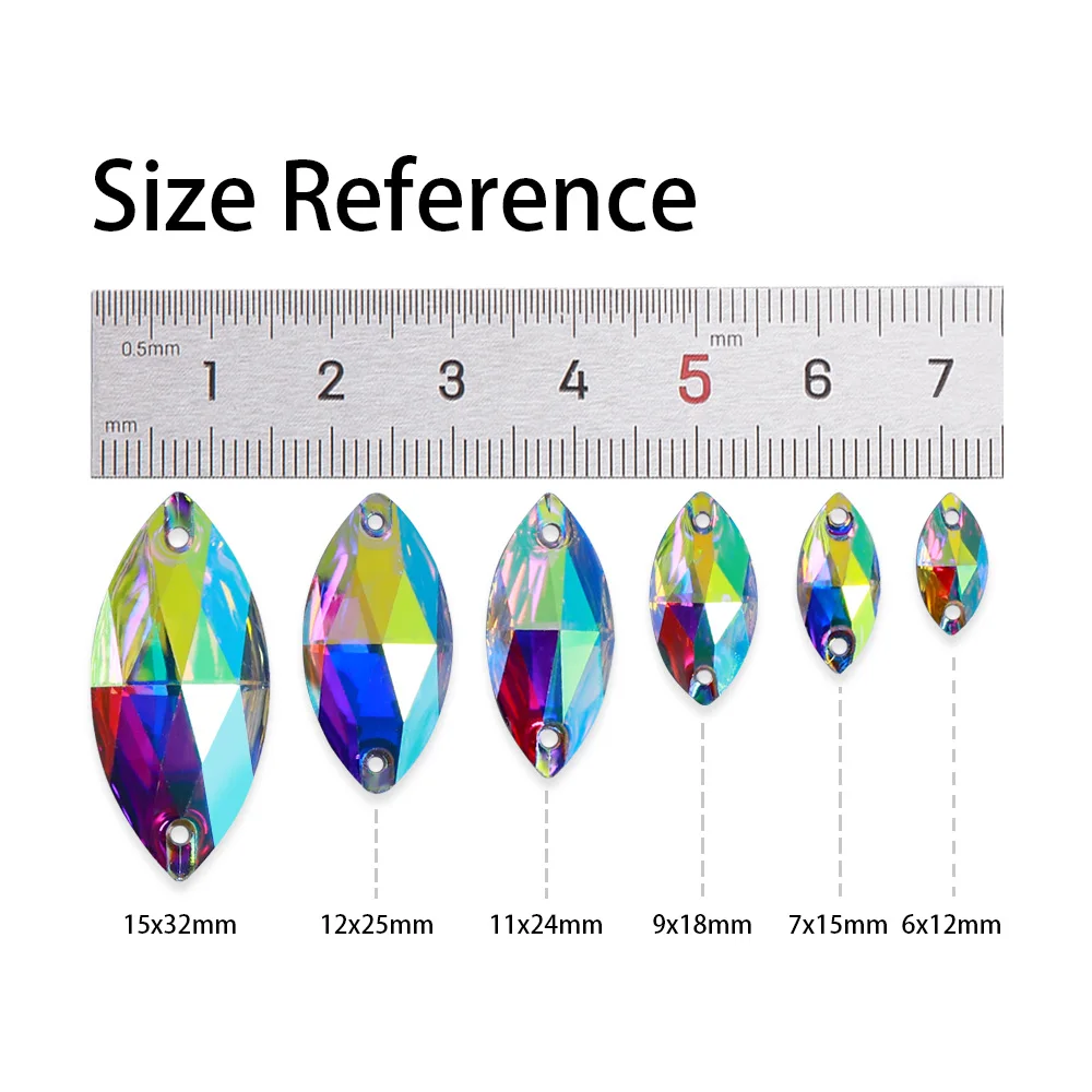 New Arrival Latest Navette Shape Resin Rhinestone AB Color 100 pcs per Package Bright Shining Resin Sew On Stones With Two Holes