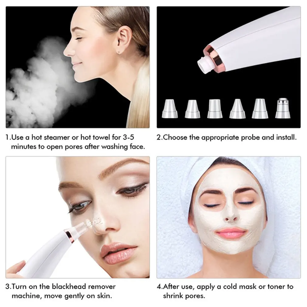 Electric Skin Care Appliance Facial Nose Cleaning Black Head Peel Removal Pore Cleaner Vacuum Comedo Suction Blackhead Remover