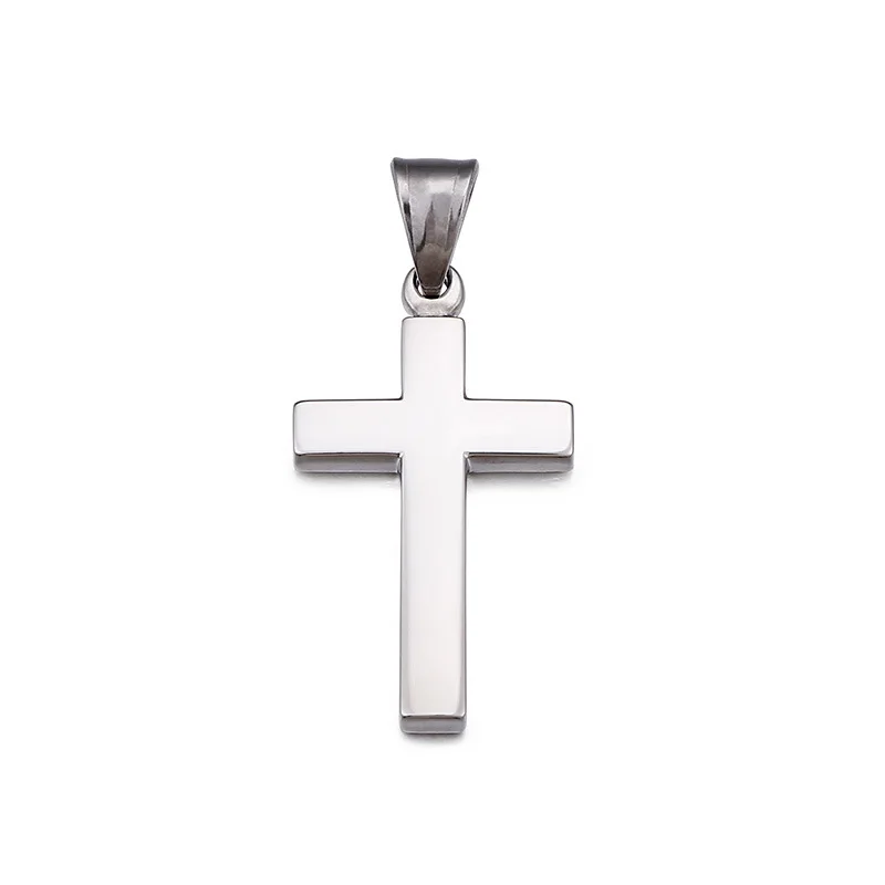 Wholesale Cheap Custom Engraved 18k Gold Plated Stainless Steel Plain Cross Pendant Jewelry