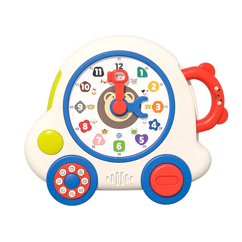 Early Education Montessori Cartoon Kids Learning Clock Matching Cognitive Educational Toy with Music Light