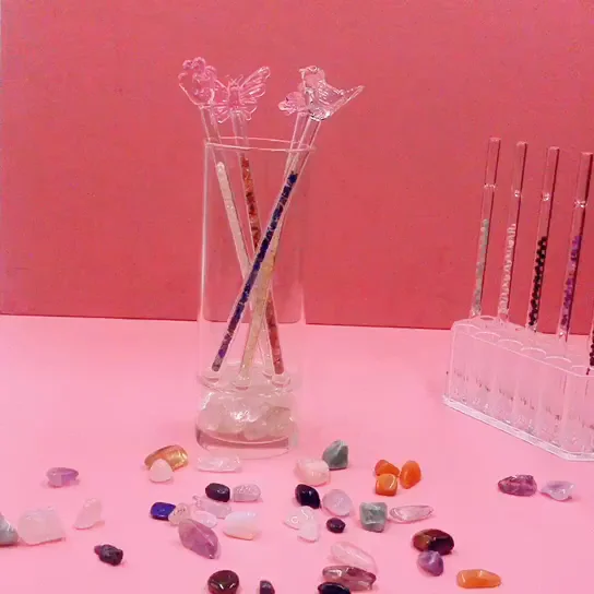 Уникальные стеклянные розовые хрустальные палочки популярной формы на