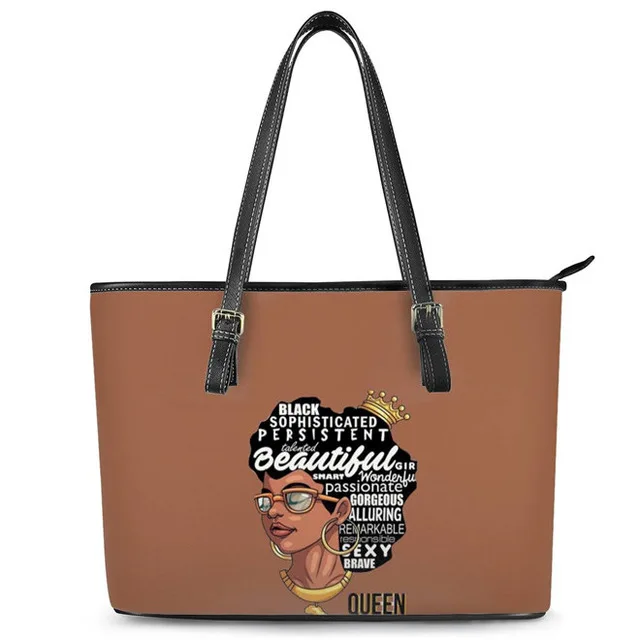 Luxury Designer Custom Branded Black Art African Girl Printing WOMAN BAG women handbags set