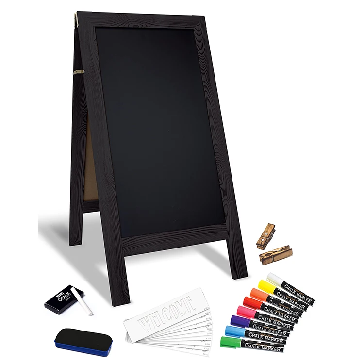 Freestanding Vintage Wooden Chalkboard Sidewalk Sandwich Message Board A Frame Easel Wood Blackboard A-Frame Chalkboard