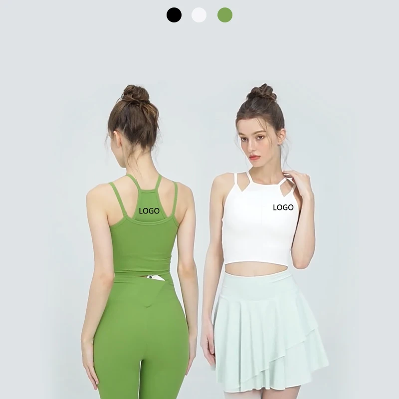 XW-YW216 New Bestselling Rowan High Elasticity Quick Drying Top 2-Piece Fixed Bra Cushion Strap Yoga Fitness Bra